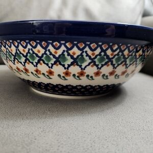 Polish Pottery Colorful Ceramic Bowl 91/2